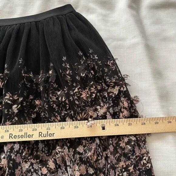 A New Day Black 3D Floral & Pink Skirt XL Elastic Waist Forest Fairy Whimsigoth - Picture 7 of 9